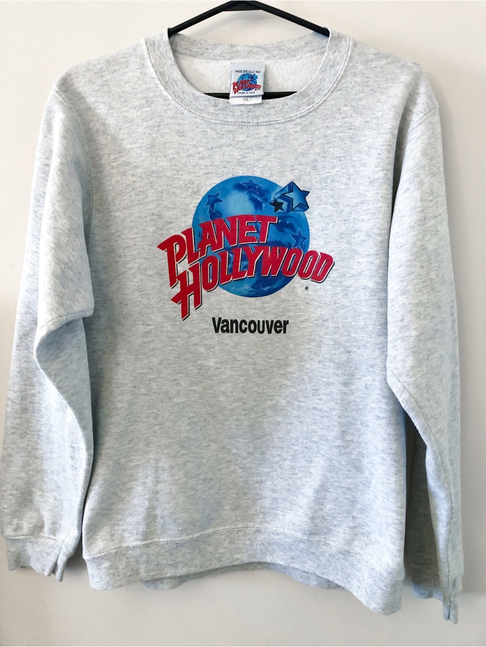 Vintage 90s Planet Hollywood Vancouver Light Gray Crewneck Sweatshirt